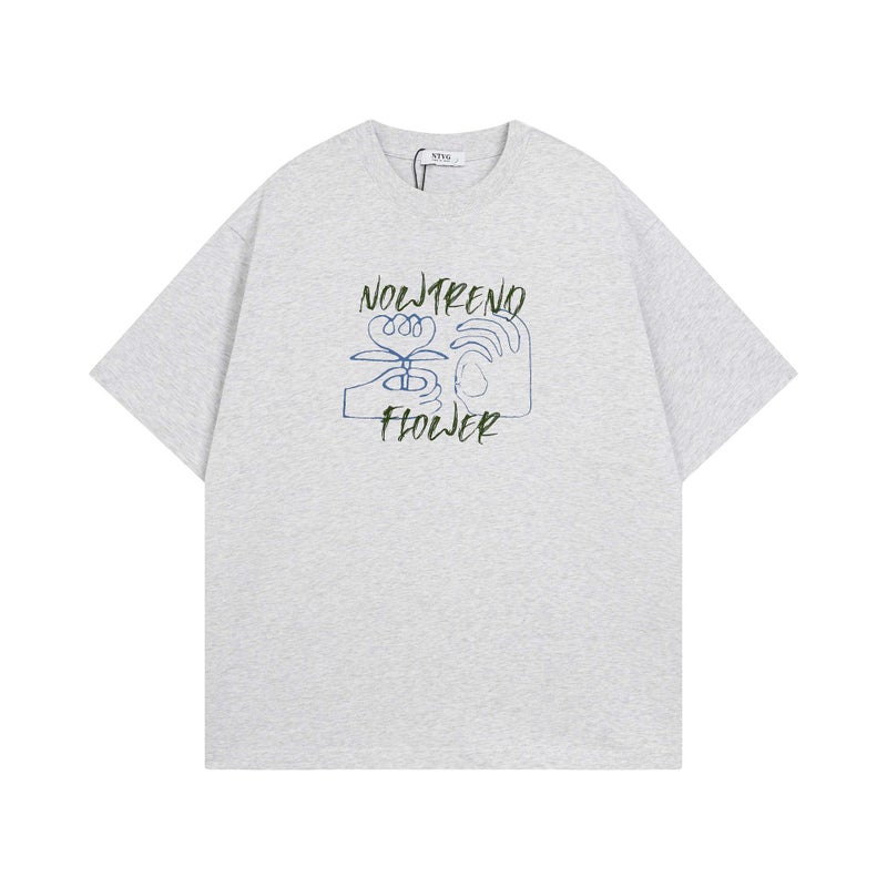Guochao High Street Finger Letter Printed Short-Sleeved T-Shirt Men'S And Women'S Popular Brand Loose Casual Hip-Hop Five-Point Sleeve Ins - Image 1