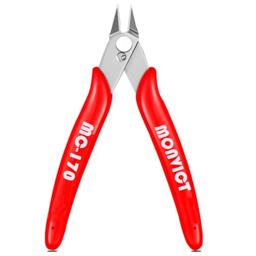 MONVICT 5 Inch Micro Wire Cutters, Flush Cutters with Ultra Sharp Cutting Edge & Opening Spring Precision Small Side Cutting Pliers Tools Perfect for Crafts Wires 3D Printer Electrical & Cut Needs - Image 1