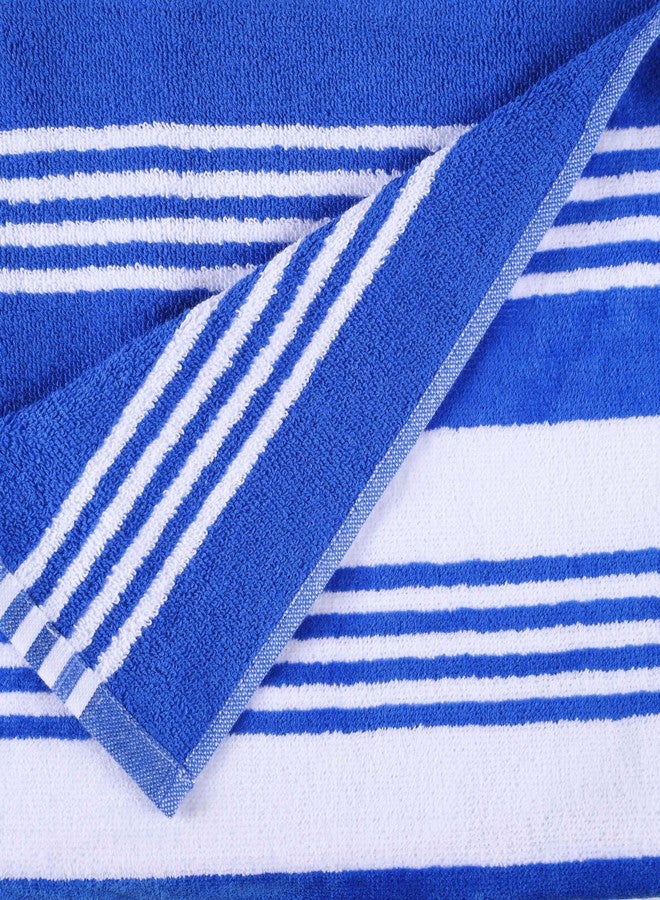 SUPERIOR 100% Cotton Luxury Beach Towels - Oversized Beach Towel, Swim Towel, Blue and White Maui Stripes (34" x 64") - Image 3