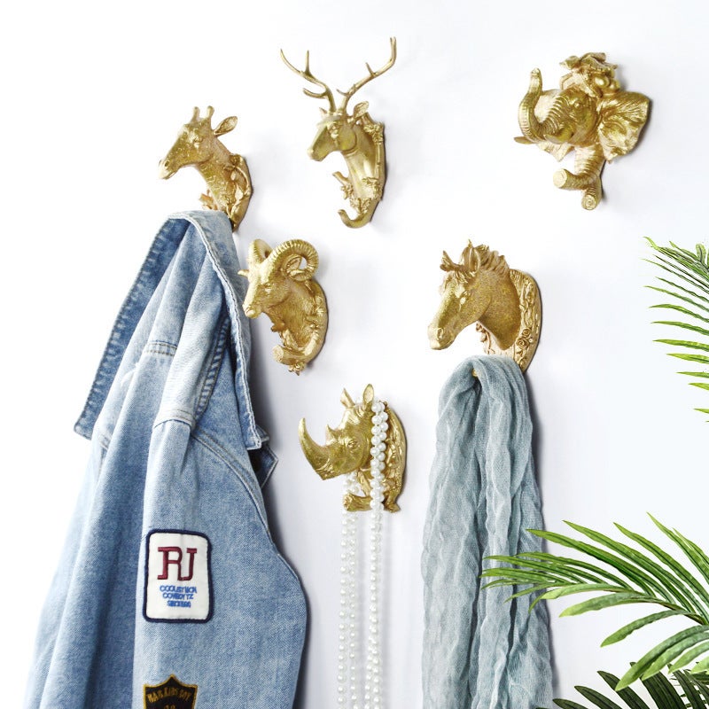 Animal Head Decorative Hooks Without Punching Behind The Door Traceless Bathroom Coat Hooks Wall Decoration Classical - Image 5
