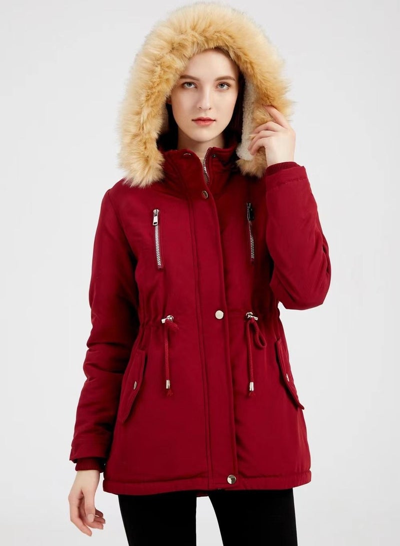 Loquat Women's Thickened Detachable Cap Fashion Simple Jacket - Image 1