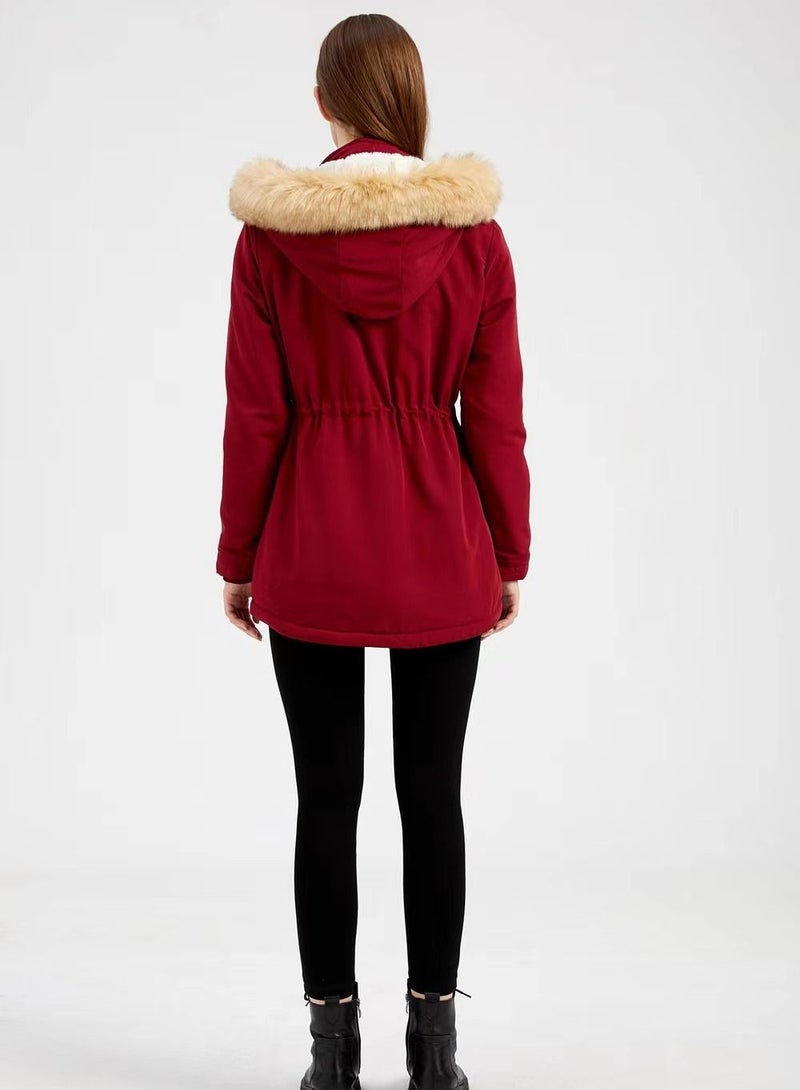 Loquat Women's Thickened Detachable Cap Fashion Simple Jacket - Image 2