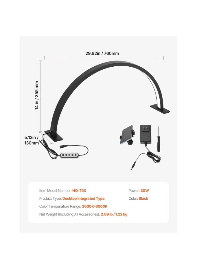 جينرال برو كشاف هاف مون LED GenPro HQ-75X – 39 واط، درجة حرارة لون 2700K–6500K، مع ستاند معدني ومشبك هاتف - Image 3