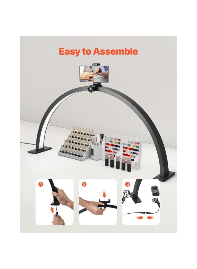 جينرال برو كشاف هاف مون LED GenPro HQ-75X – 39 واط، درجة حرارة لون 2700K–6500K، مع ستاند معدني ومشبك هاتف - Image 5