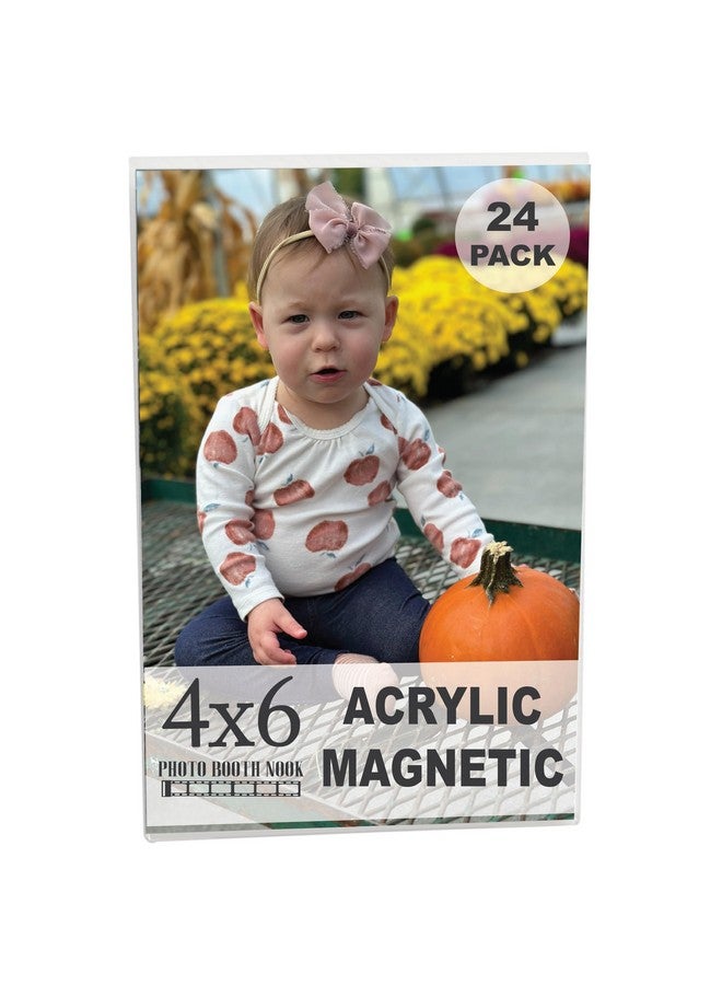 فوتو بوث بوك إطارات صور مغناطيسية للثلاجة 4X6 (24 قطعة) إطارات صور من الأكريليك الشفاف 4X6 اتجاه عمودي - Image 1