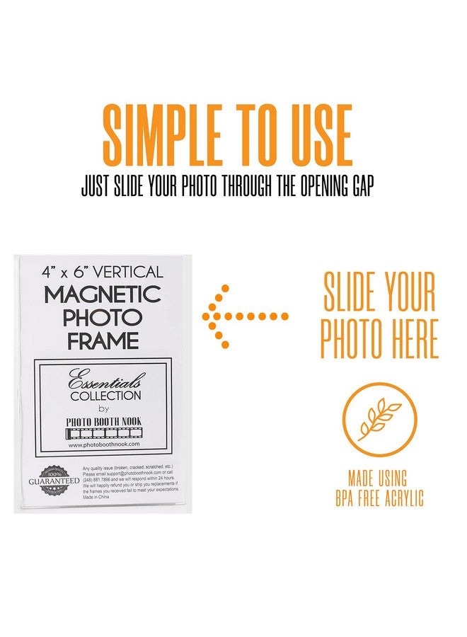 فوتو بوث بوك إطارات صور مغناطيسية للثلاجة 4X6 (24 قطعة) إطارات صور من الأكريليك الشفاف 4X6 اتجاه عمودي - Image 3