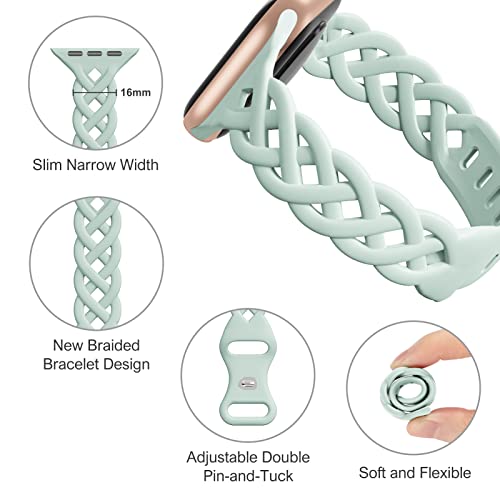iWabcertoo Slim Silicone Bands Compatible with Apple Watch Band 40mm 38mm 41mm 44mm 45mm 46mm 49mm 42mm Women Floral Breathable Braided Lace Thin Sport Strap Replacement Wristbands iWatch SE Series 11 10 9 8 7 6 5 4 3 ultra 2 - Image 2