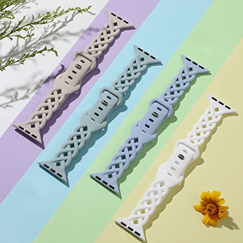 iWabcertoo Slim Silicone Bands Compatible with Apple Watch Band 40mm 38mm 41mm 44mm 45mm 46mm 49mm 42mm Women Floral Breathable Braided Lace Thin Sport Strap Replacement Wristbands iWatch SE Series 11 10 9 8 7 6 5 4 3 ultra 2 - Image 4