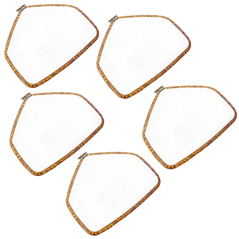 5 Pcs Brown House Shaped Cross Stitch Frames 7.3x5.7 Inch DIY Craft Home Decor - Image 2