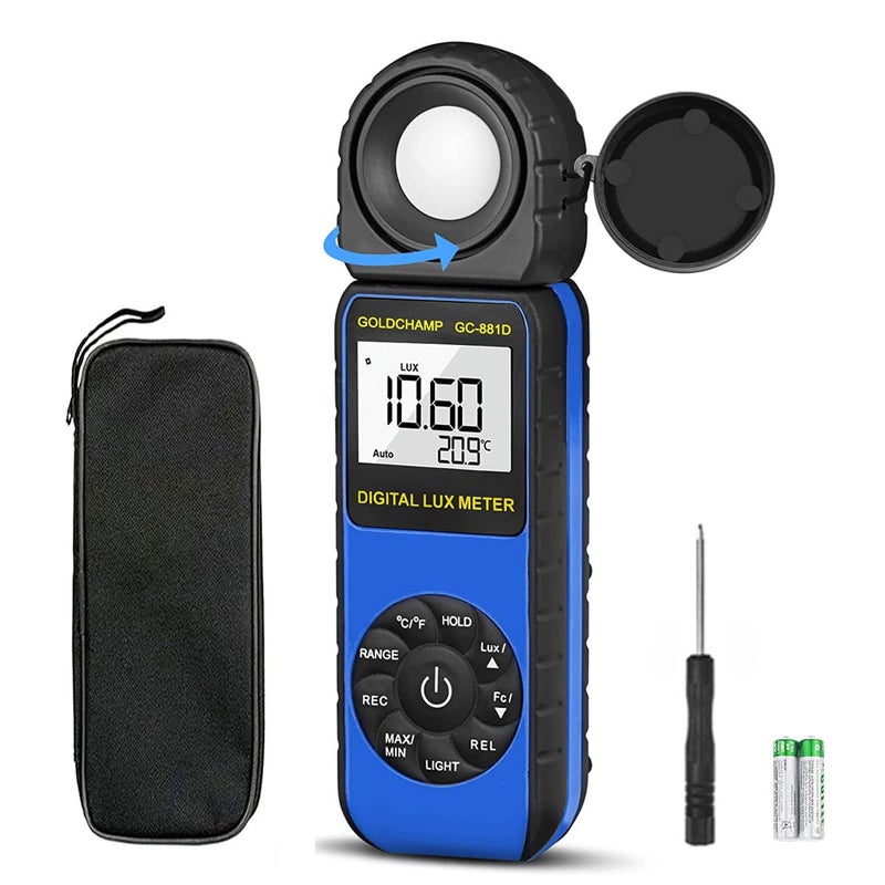 GOLDCHAMP Digital Light Meter Luxmeter Illuminance Light Meter Measure Lights 001400000 Lux 00140000 FC Foot Candles Luxmeter with 270 Rotated Sensor for Plants LED Lights Indoor Outdoor Light Tester - Image 2