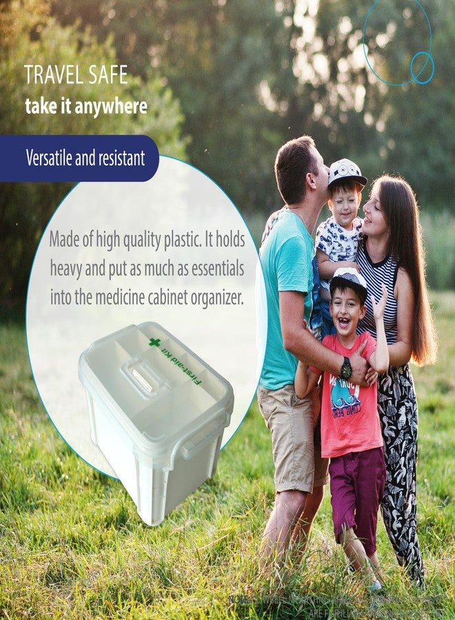 ديك هوم ديكي هوم - صندوق منظم محمول للإسعافات الأولية والأدوية بمقبض - مجموعة تخزين طبية عائلية بلاستيكية للسفر والسيارة والمنزل والتخييم والمكتب + قاطع حبوب - Image 4
