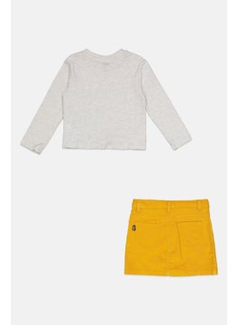 DKNY Toddlers Girl 2 Pcs Brand Logo Top And Skirt Set, Grey  - Image 2