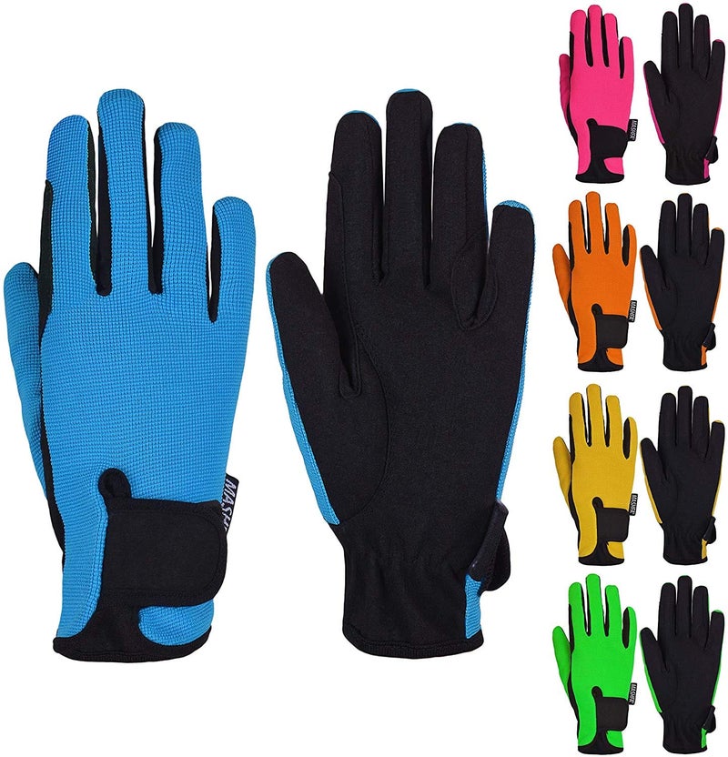 Mashfa Blue/Age 6-8 Years - Riding Gloves - Horse Riding Accessories - Girls Riding Gloves Equestrian - Image 1