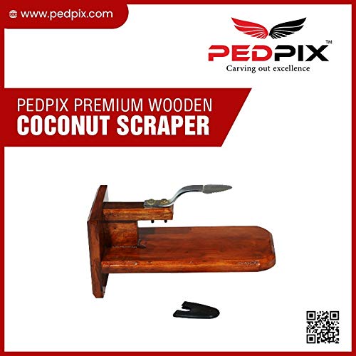 PEDPIX Premium Teak Wood Coconut Scraper | Polished Tabletop Grater for Kitchen | Compact & Stylish Design - Image 2