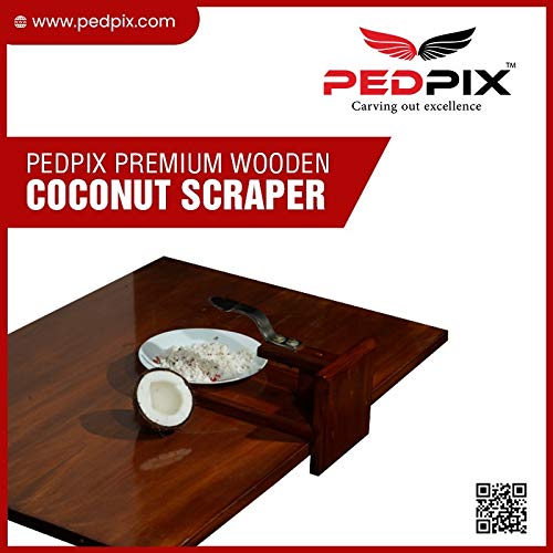 PEDPIX Premium Teak Wood Coconut Scraper | Polished Tabletop Grater for Kitchen | Compact & Stylish Design - Image 5