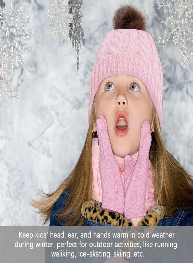 Hat Scarf Gloves Set Knitted Warm Hat Mittens Neck Warmer for Boys Girls - Image 3
