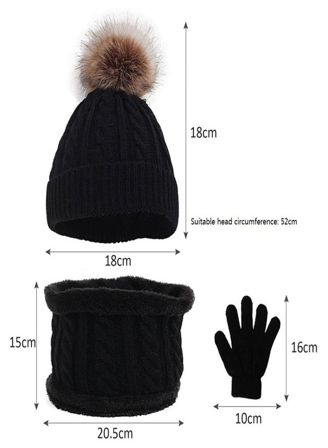 Hat Scarf Gloves Set Knitted Warm Hat Mittens Neck Warmer for Boys Girls - Image 2