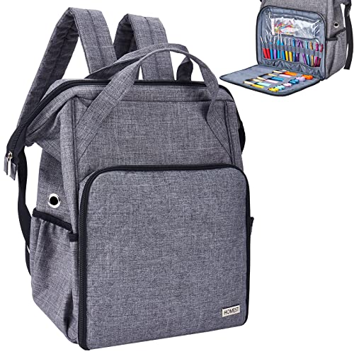 HOMEST Crochet Bag Organizer Large Capacity Yarn Storage Knitting Bag for Carrying Projects Crocheting Hooks Suppliers Needles and Accessories Grey - Image 1