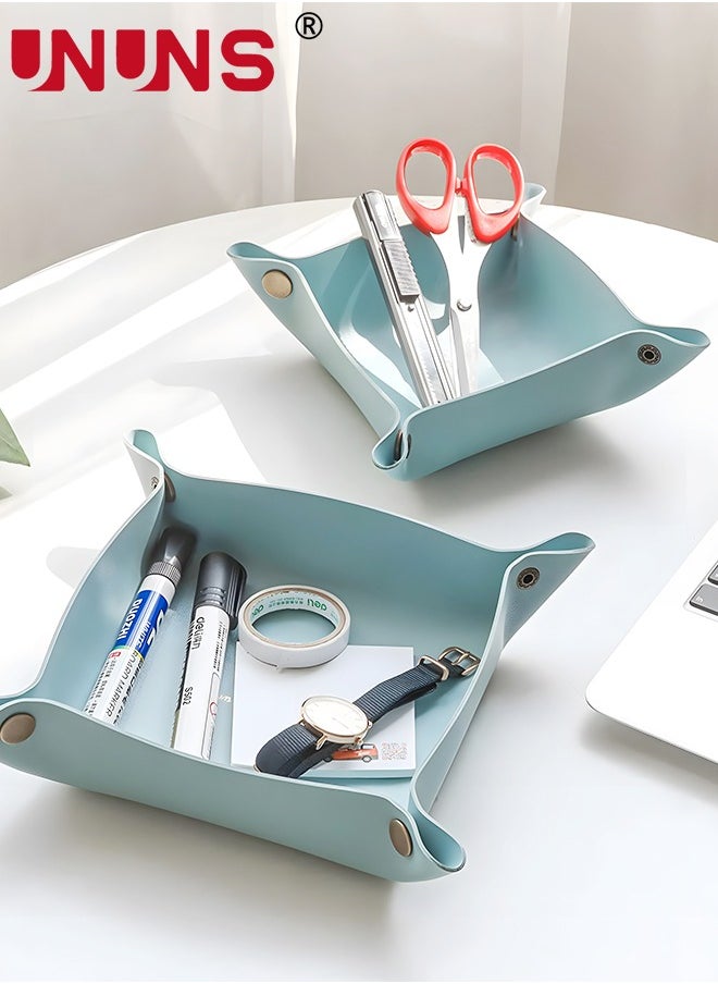 UNUNS - PU Leather Tray,Nordic Style Coffee Table Tray,Portable Tray For Food Fruit,Drink Tray Organizer Tray For Home Kitchen Dining Office,Entryway Table Trays For Keys Coin Change Wallet Watch Phone - Image 1