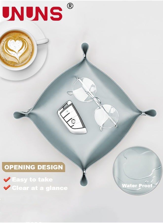 UNUNS - PU Leather Tray,Nordic Style Coffee Table Tray,Portable Tray For Food Fruit,Drink Tray Organizer Tray For Home Kitchen Dining Office,Entryway Table Trays For Keys Coin Change Wallet Watch Phone - Image 1