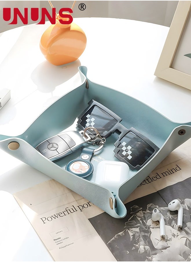 UNUNS - PU Leather Tray,Nordic Style Coffee Table Tray,Portable Tray For Food Fruit,Drink Tray Organizer Tray For Home Kitchen Dining Office,Entryway Table Trays For Keys Coin Change Wallet Watch Phone - Image 1