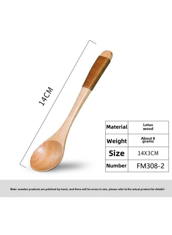 Direct Creative Wooden Spoon Children's Small Spoon Honey Spoon Seasoning Spoon Coffee Spoon Logo Lettering Wholesale-Color:14*3 Lotus Round Spoon -308-2  - Image 1