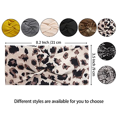 Tobeffect 8 Pack Turban Headbands for Women Non Slip Leopard Print Boho Head Wrap Accessories Elastic Hair Band for Women's Hair - Image 2