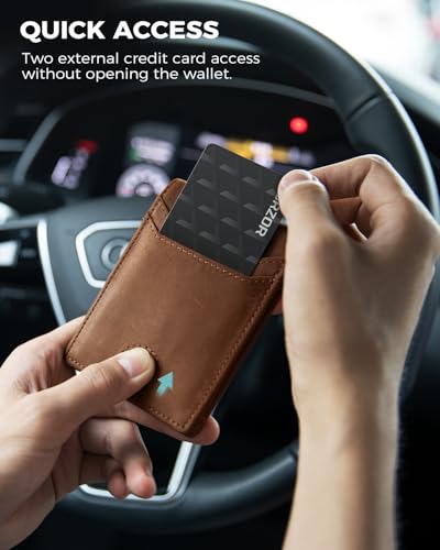 LORZOR AirTag Wallet - Bifold Full Grain Leather Mens Air Tag Wallet with AirTag Holder, RFID Blocking Minimalist Wallet for Men for Apple Air Tag, up to 11 Cards Gifts for Men - Image 4