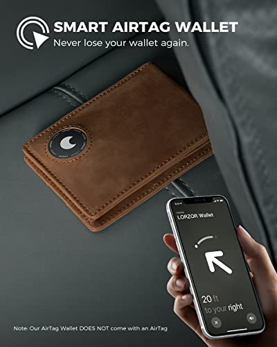 LORZOR AirTag Wallet - Bifold Full Grain Leather Mens Air Tag Wallet with AirTag Holder, RFID Blocking Minimalist Wallet for Men for Apple Air Tag, up to 11 Cards Gifts for Men - Image 5
