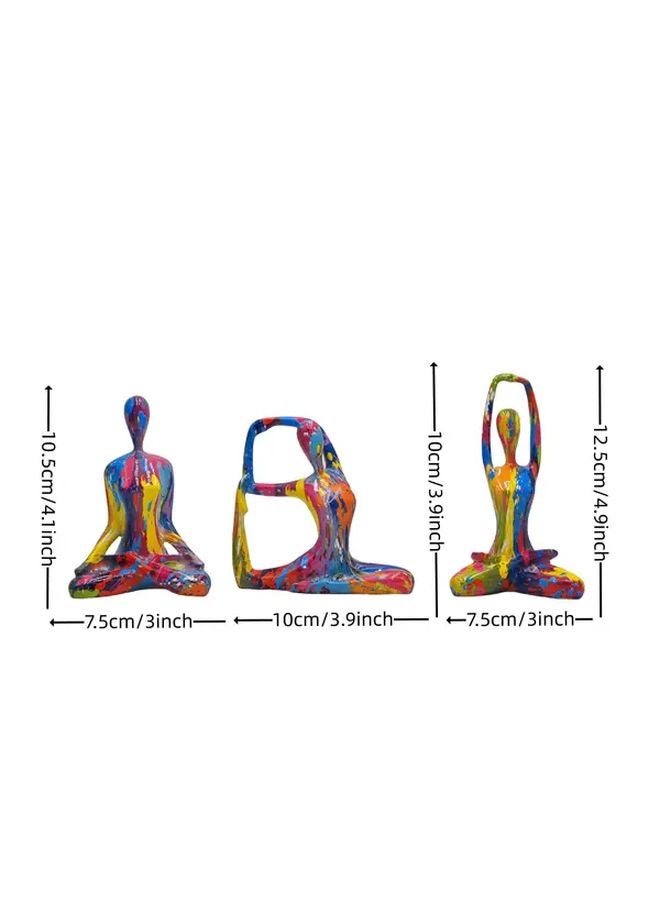 3pcs Colorful Yoga Set Abstract Water Transfer Art For Living Room TV Area Decor - Image 4
