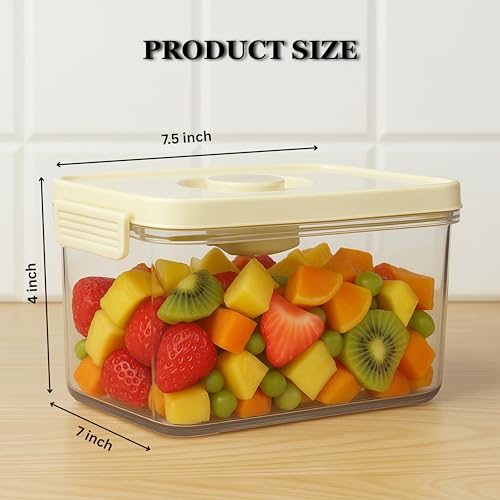 Hexwell 1700ml Vacuum Sealed Kitchen Storage Container with Airtight Lids for Grains, Cereals, and Dry Goods - Clear Vacuum Containers For Food (1700ml) - Image 3
