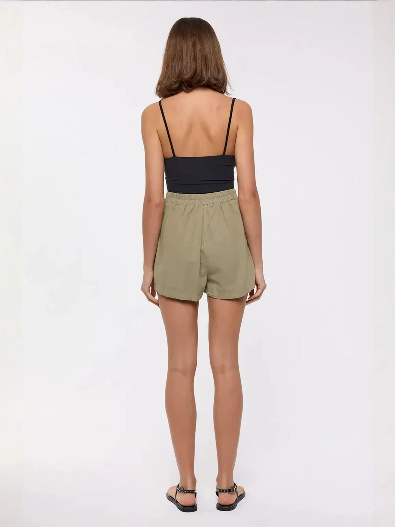 HICCUP Linen High Waist Asymmetrical Mini Skort