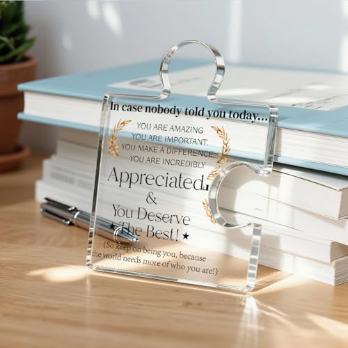 Yigaue Employee Appreciation Gifts Thank You Gift Goodbye Leaving Gifts for Coworkers Colleagues Employees, in Case Nobody Told You Today You Are Appreciated Acrylic Puzzle Piece Plaque Office Decor - Image 5