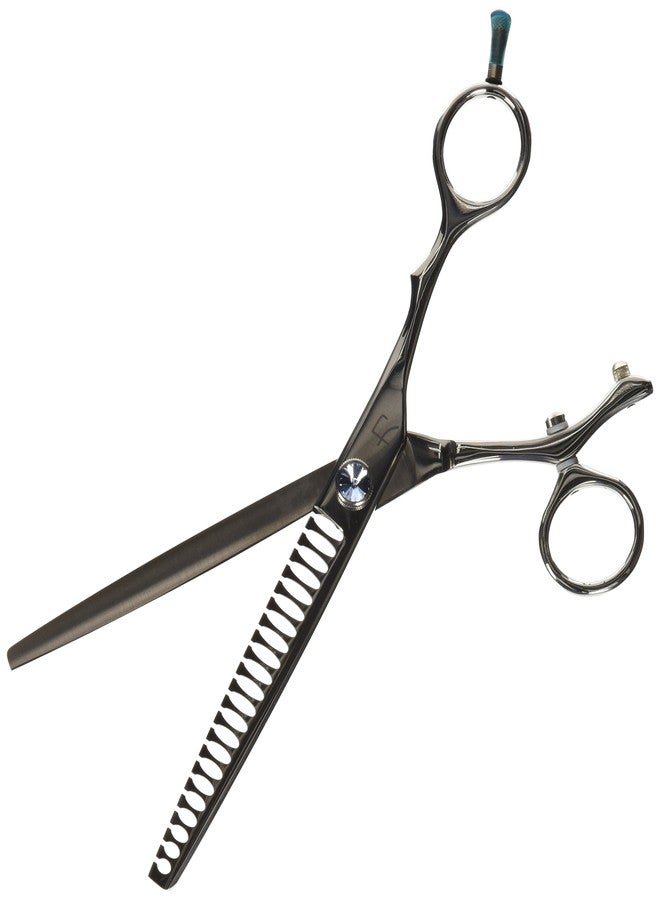 شيرز دايركت مقص ShearsDirect الياباني 440C ذو 22 سنًا دوارًا مع حجر كريم أزرق فاتح، طوله 7.5 بوصة - Image 2