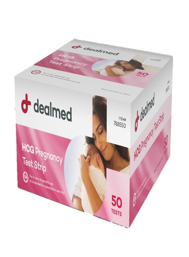 Dealmed HCG Pregnancy Test Strips - 50 Pack Home Testing, Quick Results in 3-5 Minutes, CLIA Waived - Image 1