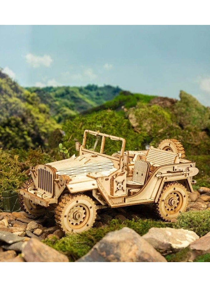 روكر بناء نموذج سيارة ميكانيكية خشبية ثلاثية الأبعاد (MC701 - سيارة ميدانية للجيش)  - Image 1