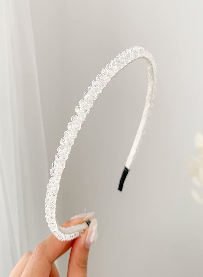 BAKEFY� 4 Pieces Crystal Double Rows Crystal Rhinestone Headband for Women Girls Thin Hair Hoop Fashion - Image 3