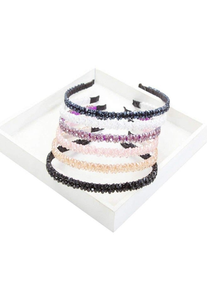 BAKEFY� 4 Pieces Crystal Double Rows Crystal Rhinestone Headband for Women Girls Thin Hair Hoop Fashion - Image 5
