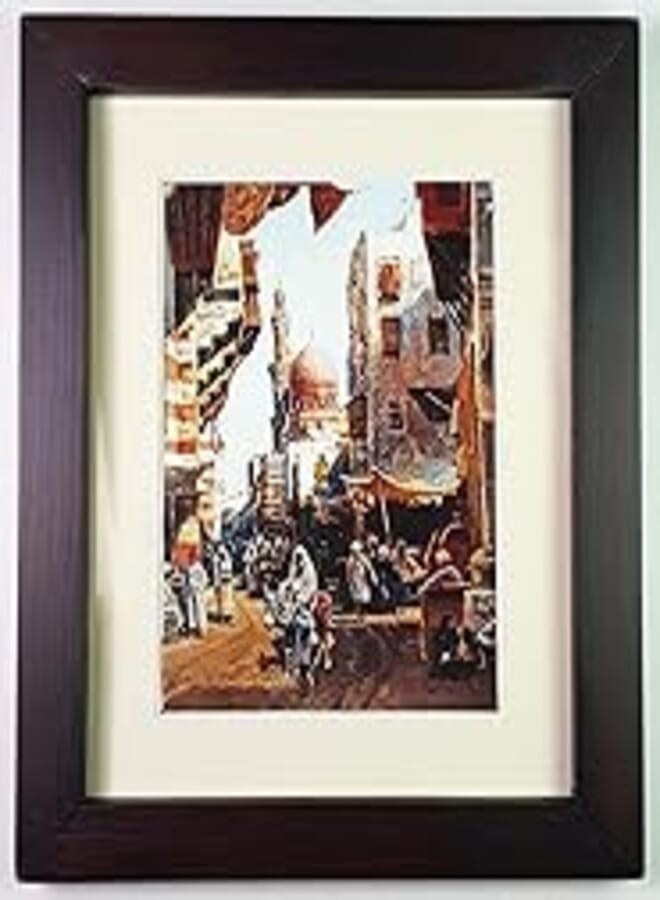 natural wood frame with mat and printed photo, 2725018060485
