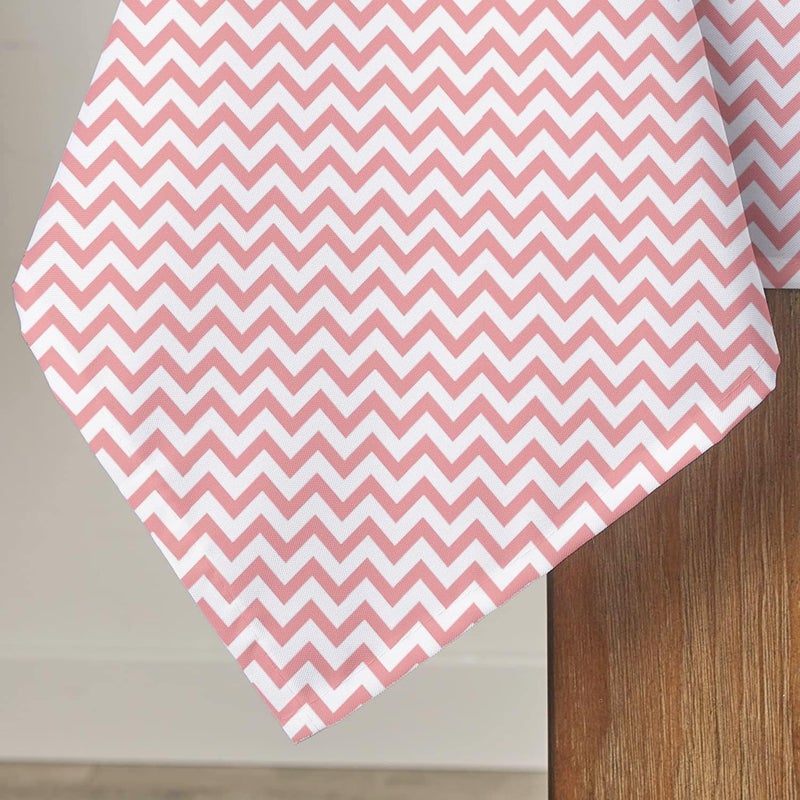 RCB DECOR RCB Decor Cotton Zigzag Peach Bedside Table Cloth Pink Pink 2424 Inch  - Image 1
