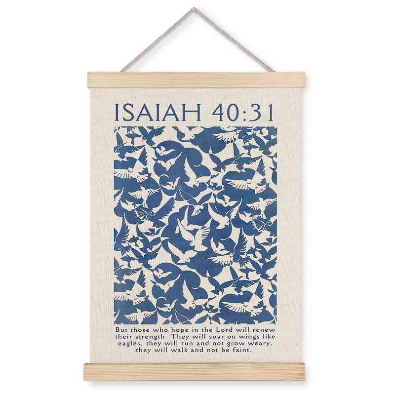 Supwhd Isaiah 4031 Eagles Christian Wall Art with Wooden Poster Hanger God is Good Bible Verses Posters Wall Art Decor Christian Wall Decor for Home Room 12x16 - Image 2