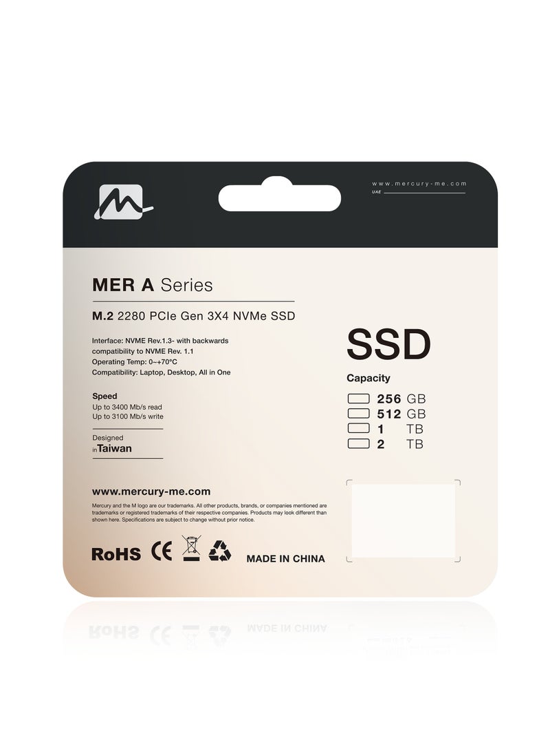 Mercury MERA-Series M.2 NVMe SSD, PCIe Gen3 x4, 2280, 3400MB/s Read Speed, 3100 MB/s Write Speed (1, TB) - Image 3