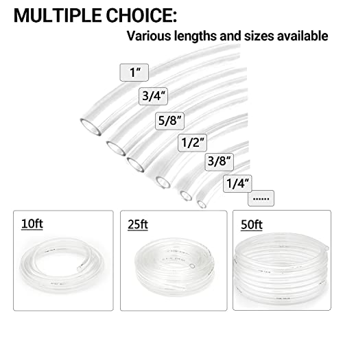 Geowaky Clear Vinyl Tubing 3/4" ID × 1" OD -25 Ft 30PSI,Flexible Plastic Tube,Lightweight Plastic Tubing,Oil Resistant Hybrid Multipurpose Industrial Vinyl Hose - Image 5