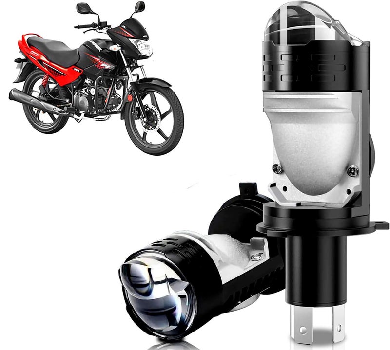Auto Pearl H4 LED Projector Lens Motorcycle Headlight Bulbs 12V 8000LM Bulb H4 CSP Chip High/Low Beam, 45W-55W Canbus Turbo, 6000K White Light compatible with Glamour_Programmed_FIBS6 (Pack of 1) - Image 1