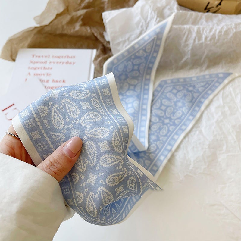 NIDMIDO 4 Pcs Purse Scarf for Bags Skinny Twill Hair Scarves Narrow Neck Scarf Band Women Fashion Accessories Bag Charms (Blue) - Image 3
