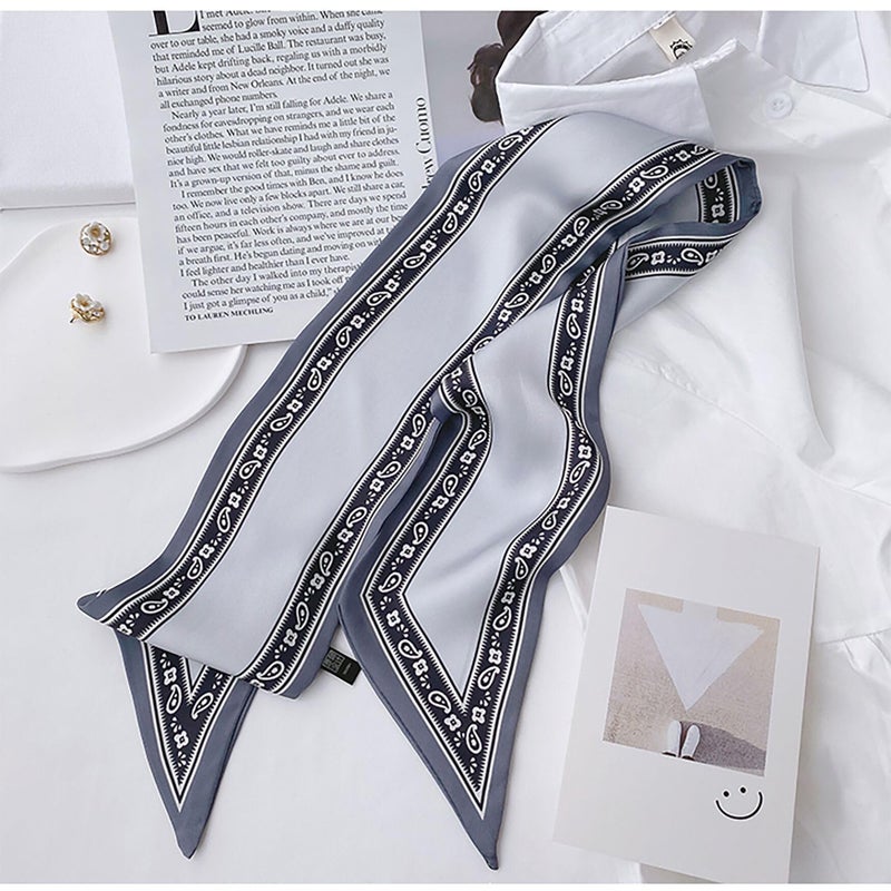 NIDMIDO 4 Pcs Purse Scarf for Bags Skinny Twill Hair Scarves Narrow Neck Scarf Band Women Fashion Accessories Bag Charms (Blue) - Image 5
