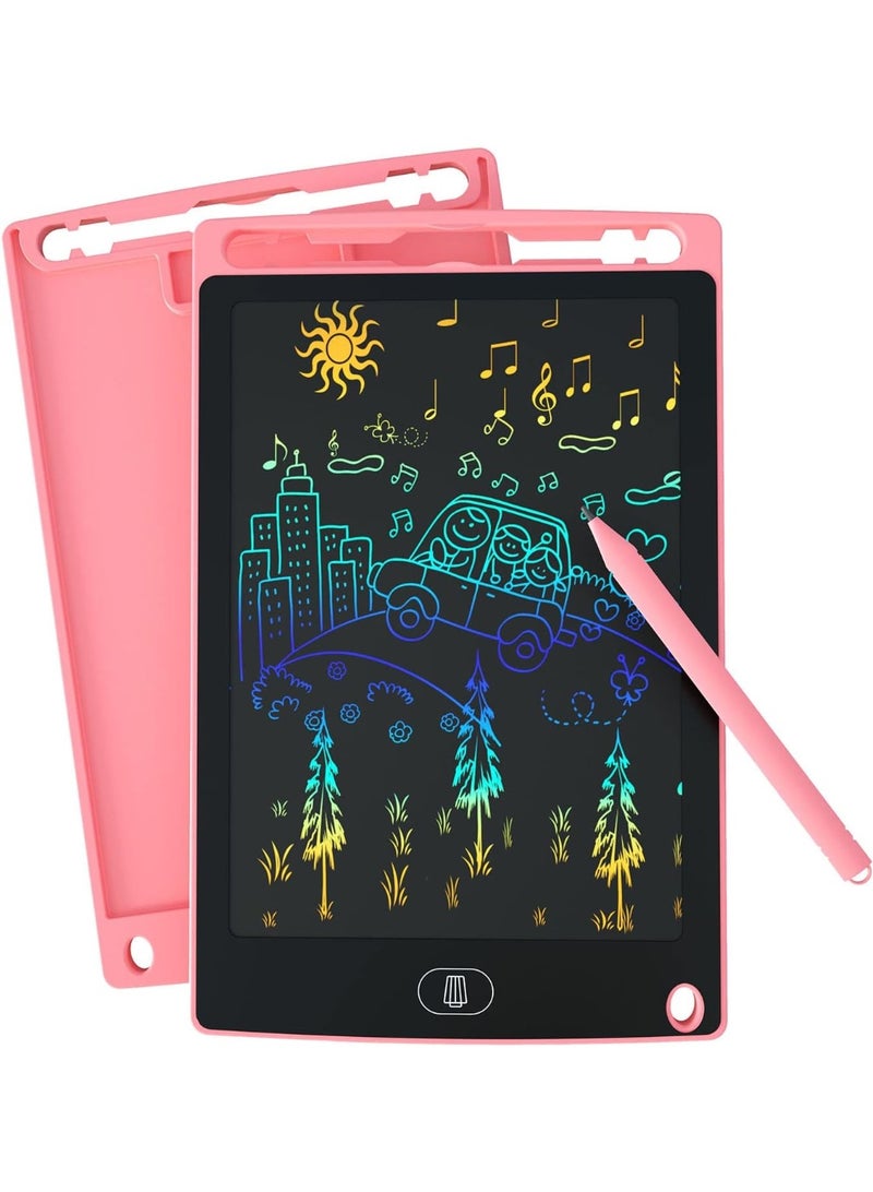 LCD Writing Tablet 12 Inch Handwriting Pen Intelligent Suitable for Family School Office Children and Adults Writing Board Lock Erase Button Electronic Writing Doodle Pad Digital Drawing - Plain (Pink)