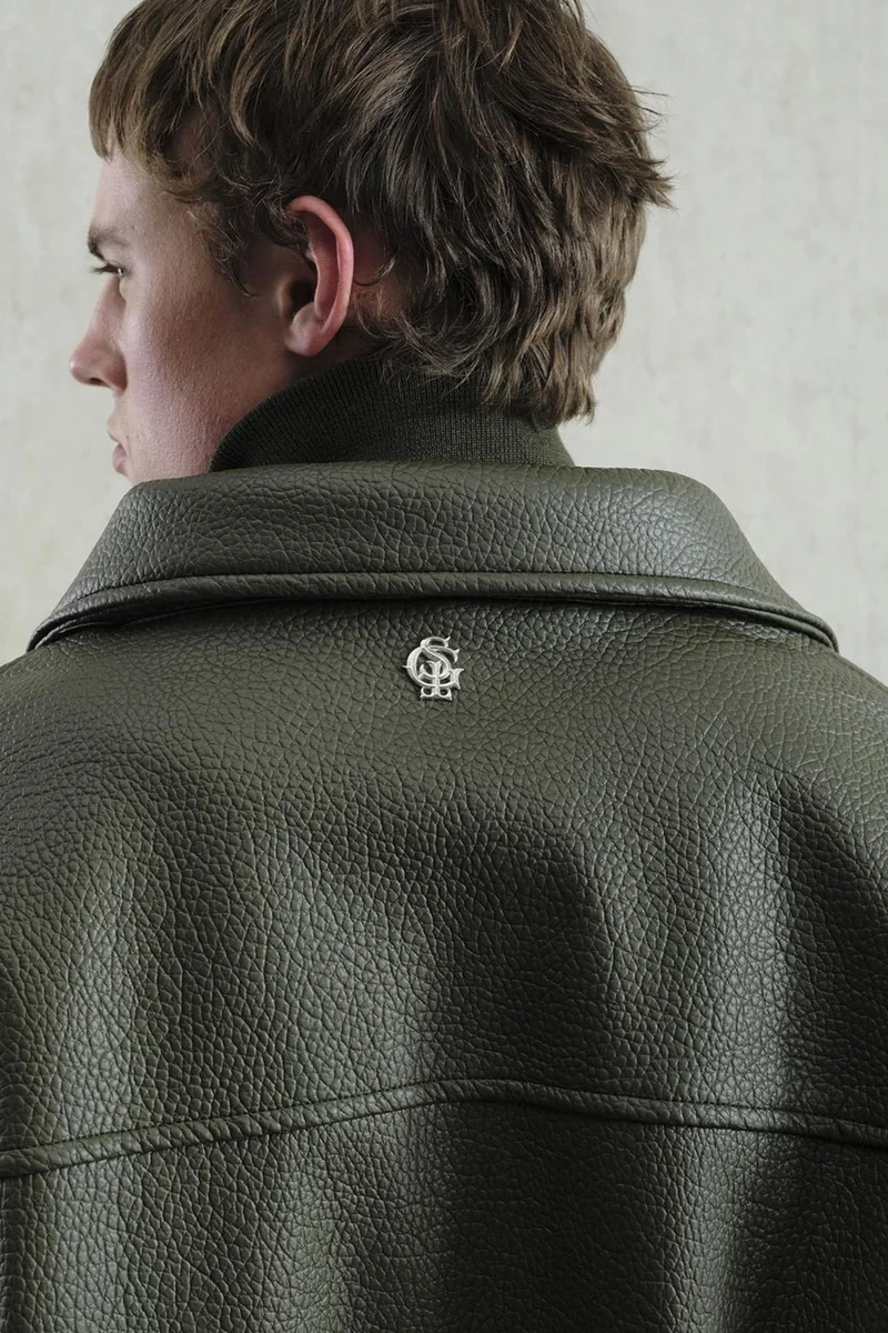 Giesto Khaki Green GIESTO Oversized Faux Leather Vest with Zipper Closure for Men | Best Price UAE