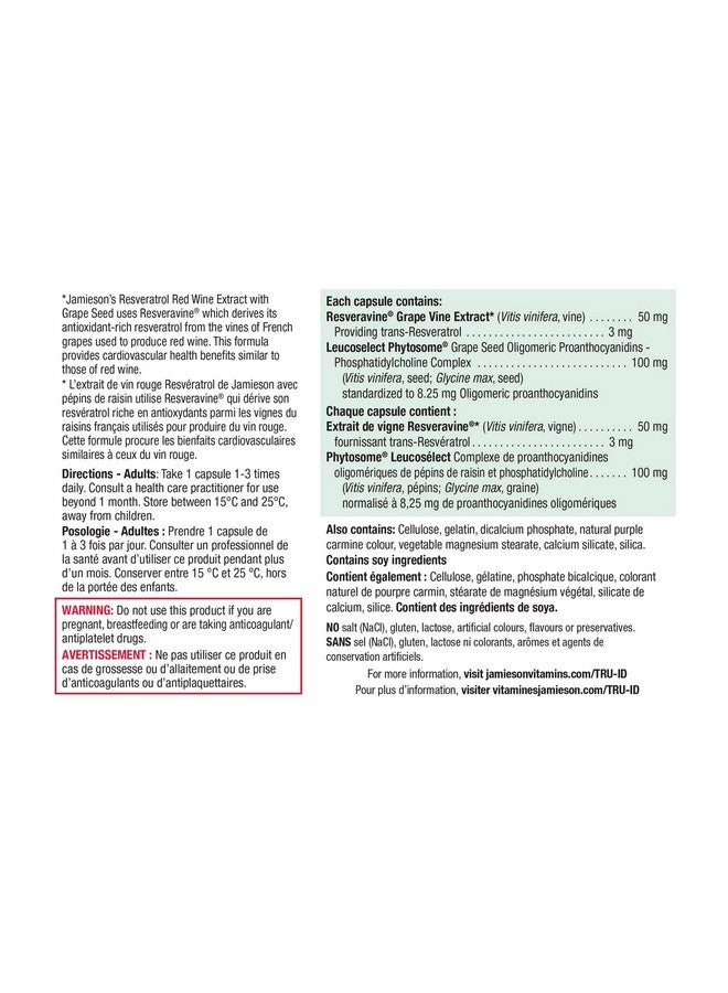 Jamieson - Resveratrol 30 Capsules - Image 1