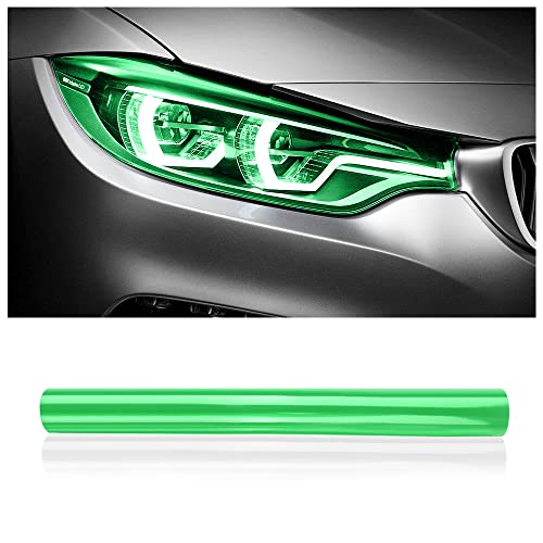 wedfish 12 X 48inch Car Light Tint Film CuttableStretchability Car Headlight Taillight Fog Light Vivid Vinyl Wrap ProtectorNonMarking SelfAdhesive Decals Car Decor Green - Image 1
